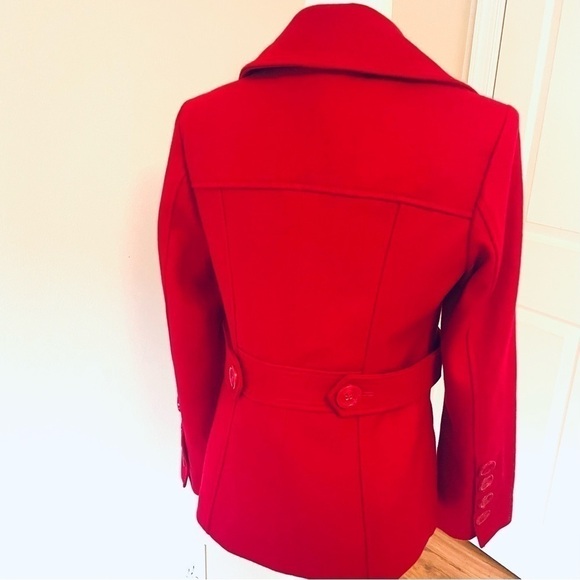 ๐ฅ Guess Jeans Red Wool Peacoat โ Women's Size M Jacket Coat. - Picture 5 of 11